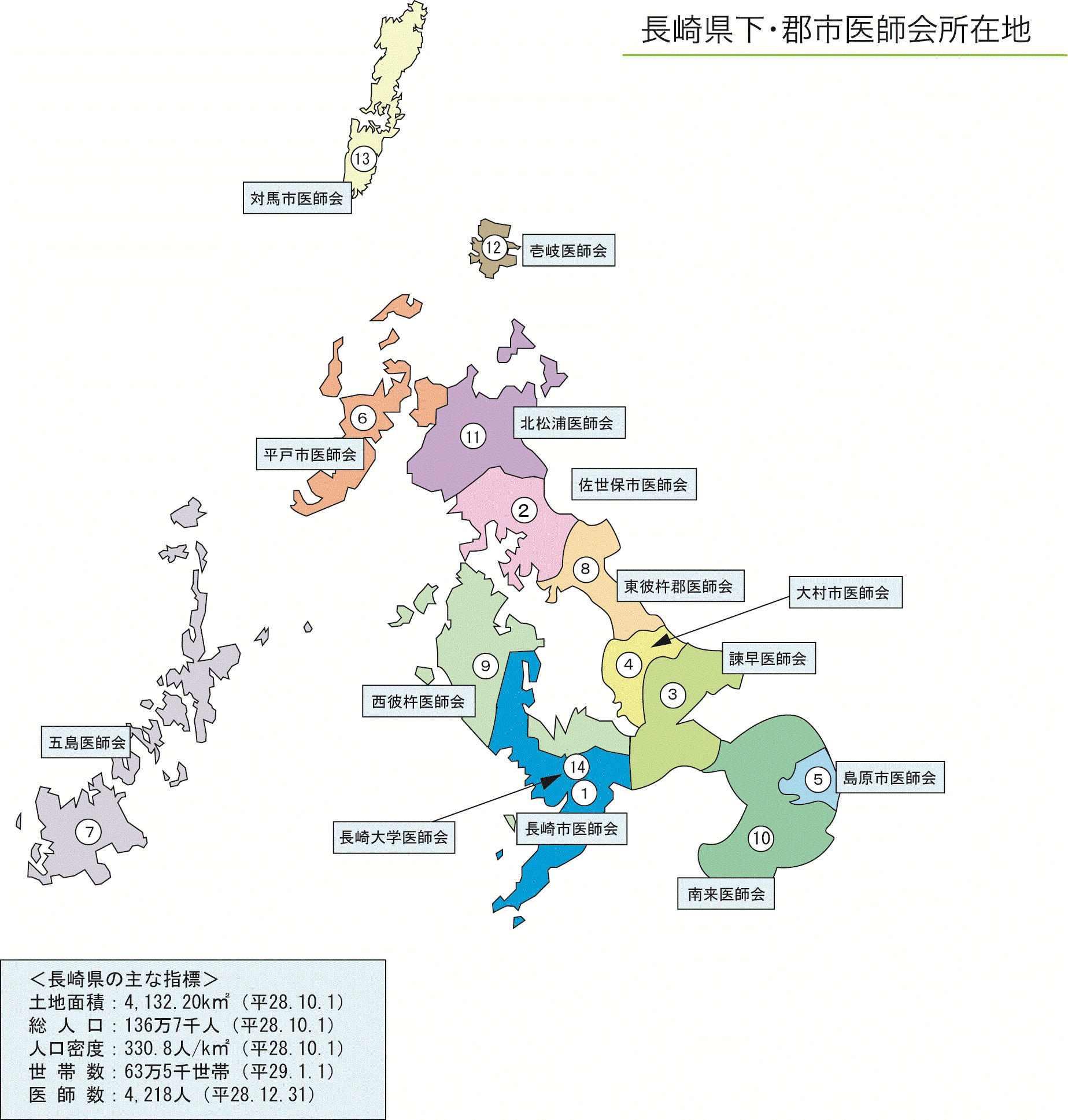 長崎県下・郡市医師会マップ